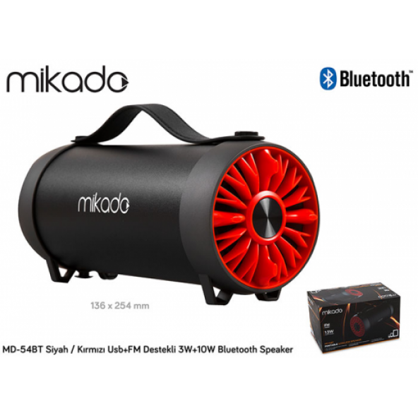 MIKADO MD-54BT Fm+Usb 3W+10W Bluetooth Speaker (K)