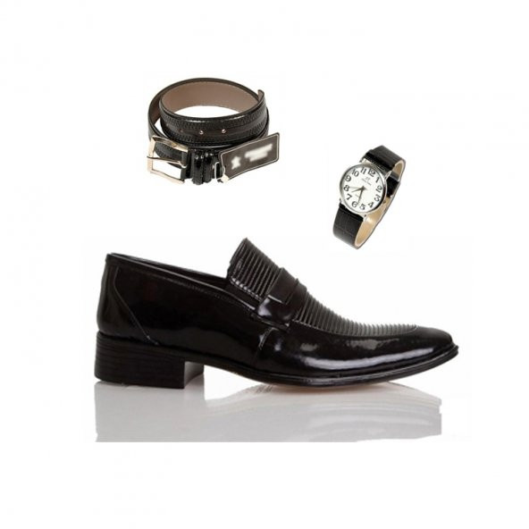 Eray Kundura Klasik Siyah Erkek Ayakkabısı Set