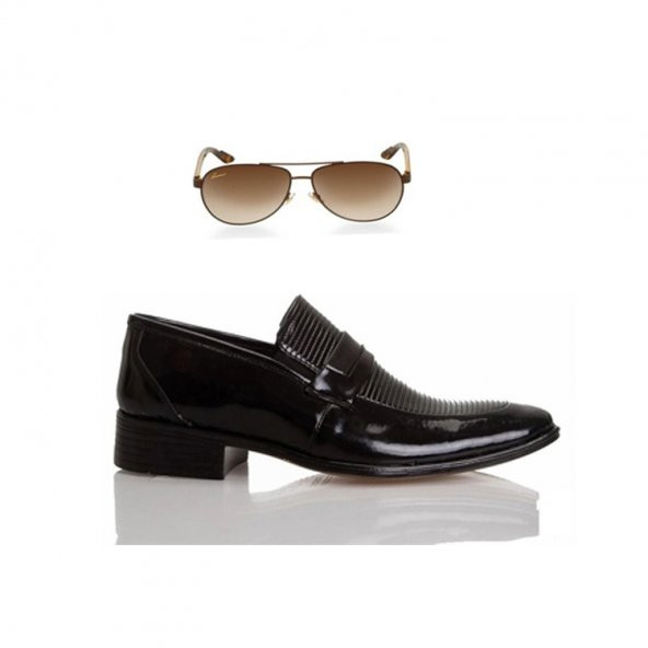 Eray Kundura Klasik Siyah Erkek Ayakkabısı + Güneş Gözlüğü