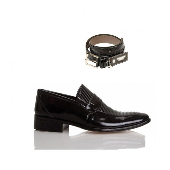 Eray Kundura Klasik Siyah Erkek Ayakkabısı + Kemer
