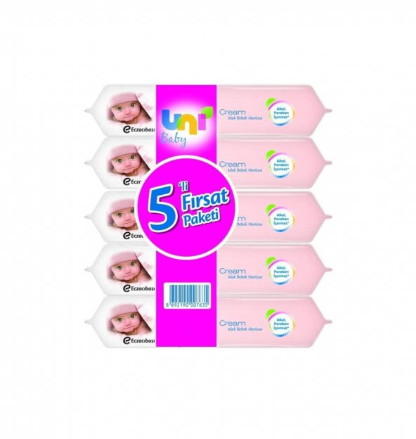 Uni Baby Cream Islak Havlu 5Li Avantaj Paket