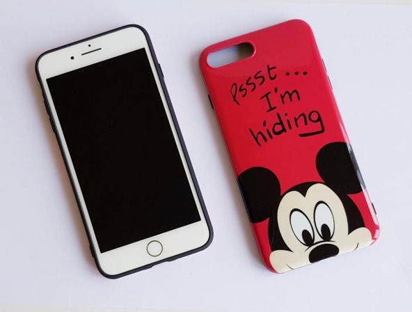 I Phone 7 Plus - 8  Plus Red Micky Mouse Telefon Kılıfı
