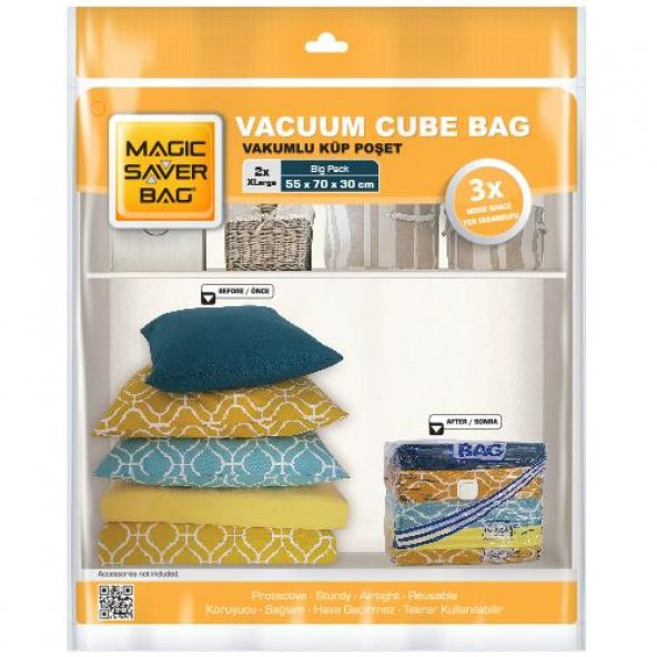 Magic Saver Bag 2li Küp Vakumlu Poşet Seti (XL)
