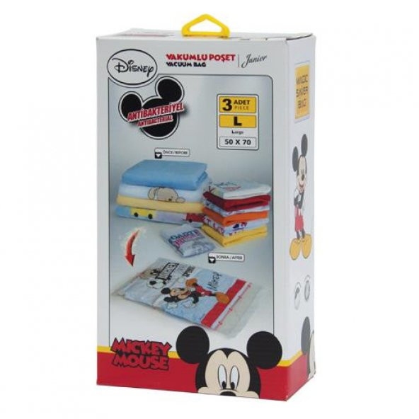Magic Saver Bag Mickey Mouse 3lü Vakumlu Poşet Seti (L)