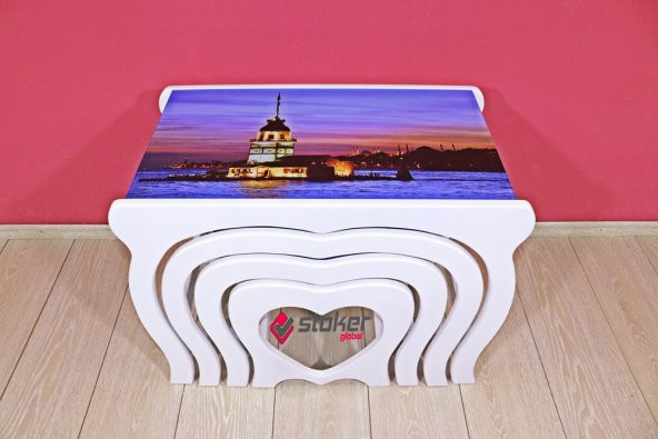 CAMLI 4 LÜ ZİGON SEHPA  (kız kulesi) - 2