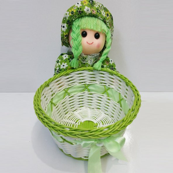Peluş Askılı Bebek Sepeti Prenses Yeşil
