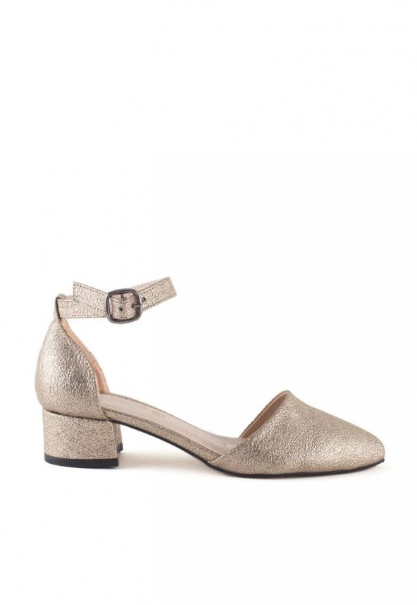 Lella Gold Cilt Bilekten Kemerli Topuklu Bayan Ayakkabı
