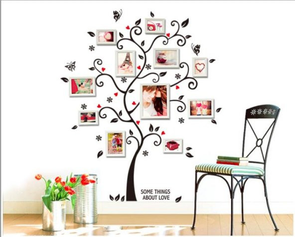 AİLE SOY AĞACI FOTOĞRAF AĞAÇ DUVAR RESMİ DEKOR ÇIKARTMASI STİCKER 100X120 ALBÜM - 2