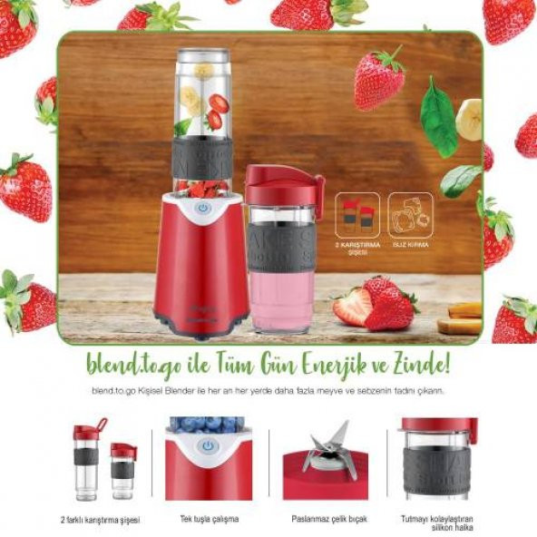 King K-483 Blend To Go Kırmızı Kişisel Blender - 3