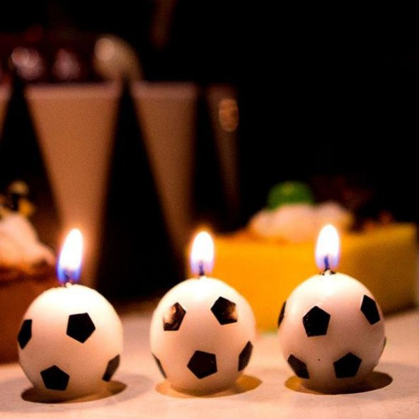 6 Ad Futbol Topu Şeklinde Masa Mumu, Beşiktaş Doğum Günü Konsepti - 2