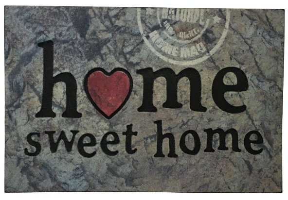 Giz Home Mozaik Home Sweet Home Gri Pvc İç Dış Kapı Önü Paspası