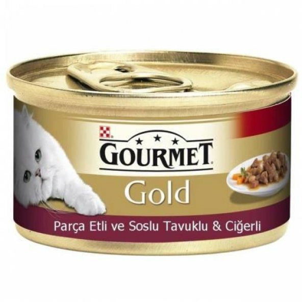 Gourmet Parça Etli Tavuk Ciğerli Yetişkin Kedi Konservesi 85Gr