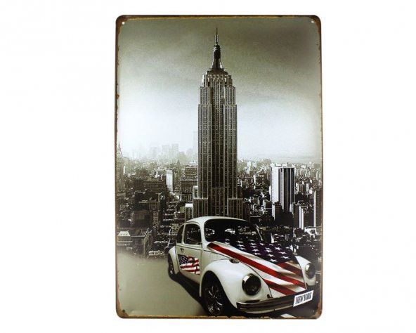 Dekoratif Vintage Metal Pano WTC Newyork 20x30