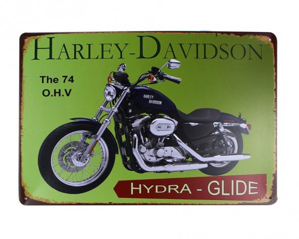 Dekoratif Vintage Metal Pano Harley Motor 20x30