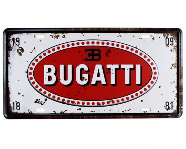 Vintage Metal Plaka Bugatti  15x30