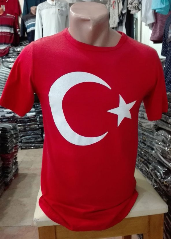 TÜRK BAYRAKLI AY YILDIZLI UNISEX TİŞÖRT BAY VE BAYAN İÇİN TÜRK BAYRAKLI TİŞÖRT TÜRK BAYRAĞI TİŞÖRT - 2