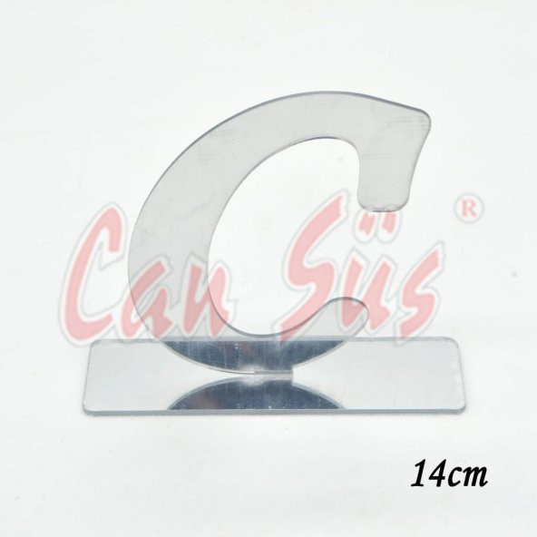 Masa Üstü Aynalı Pleksi Stantlı C Harfi İsimlik 14cm Gümüş