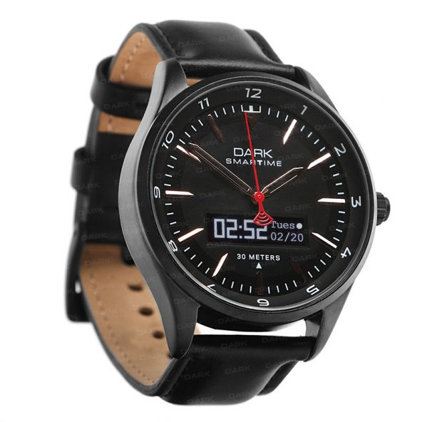 DARK DK-AC-SWT4203 SMARTIME AND/IOS SİYAH DERİ KAYIŞ AKILLI SAAT