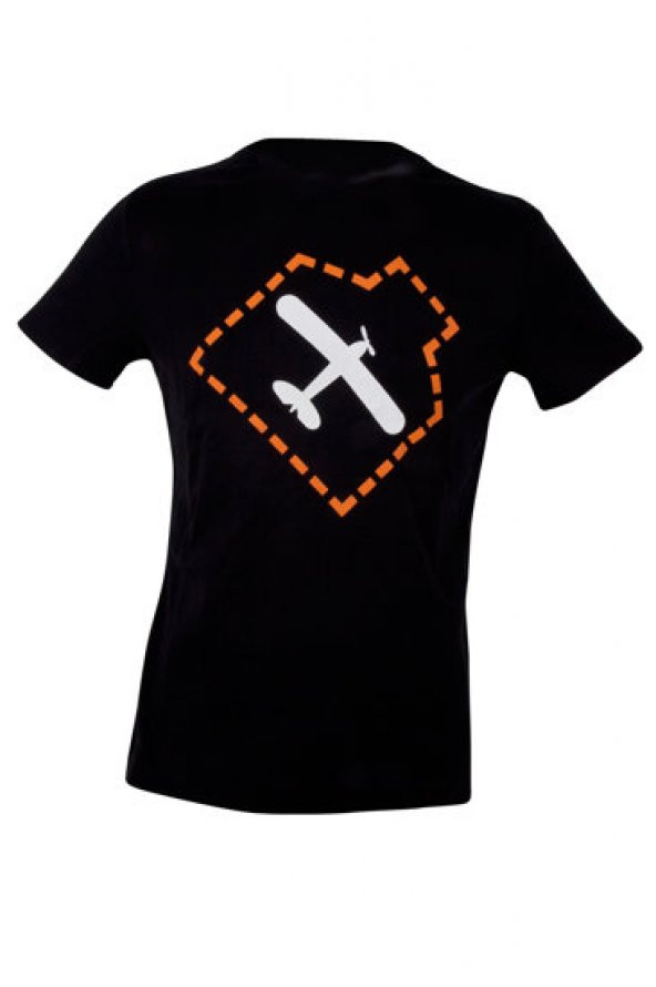 THK Design Uçak Baskılı Siyah T-Shirt