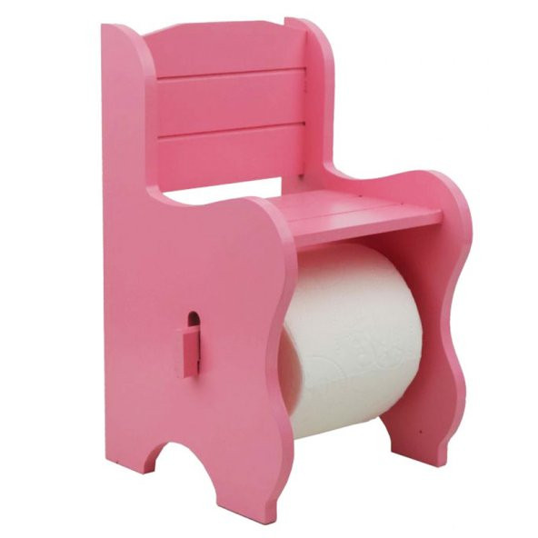 Ahşap Bank Tuvalet Kağıtlığı Pembe