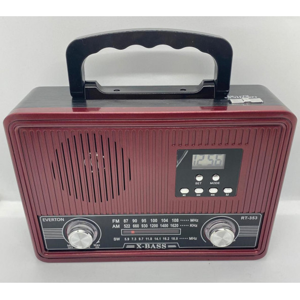 Everton RT-353 Bluetooth, Usb/Sd/Aux/Fm 3 Band Radyo Nostalji Müzik Kutusu Saatli