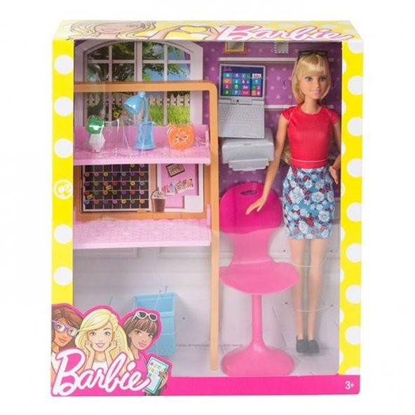 Barbie Bebek Çalışma Odası  Oda Setleri Serisi DVX51 100 Orjinal