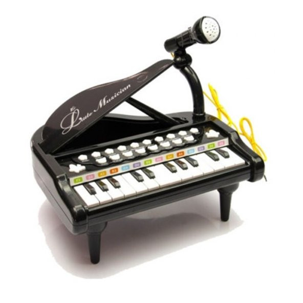 Piyano - Mikrofonlu Mini Piyano 24 Tuşlu (Siyah) - 100 Lisanslı
