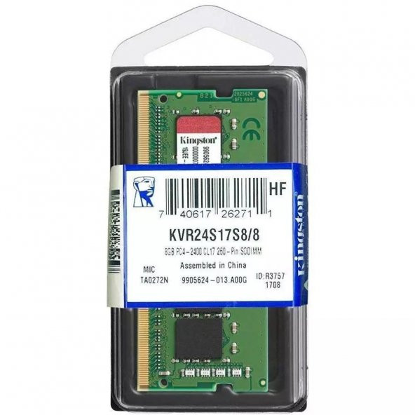 Kingston KVR24S17S8/8 8GB DDR4 2400Mhz CL17 SODIMM Notebook Ram