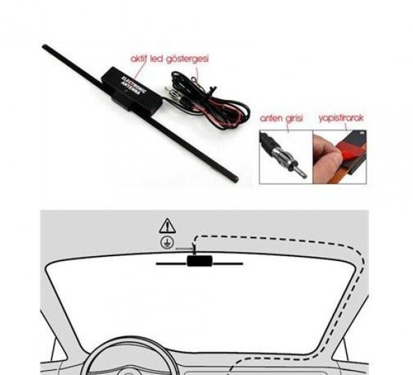 Cam İçine Ayna Arkasına Takılan Radyo Anteni - 3