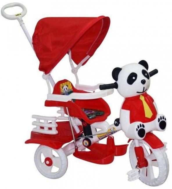 Dilaver Baby Poufy Panda ebeveyn kontrollü üç teker çocuk bisikleti gezi tenteli bisikleti