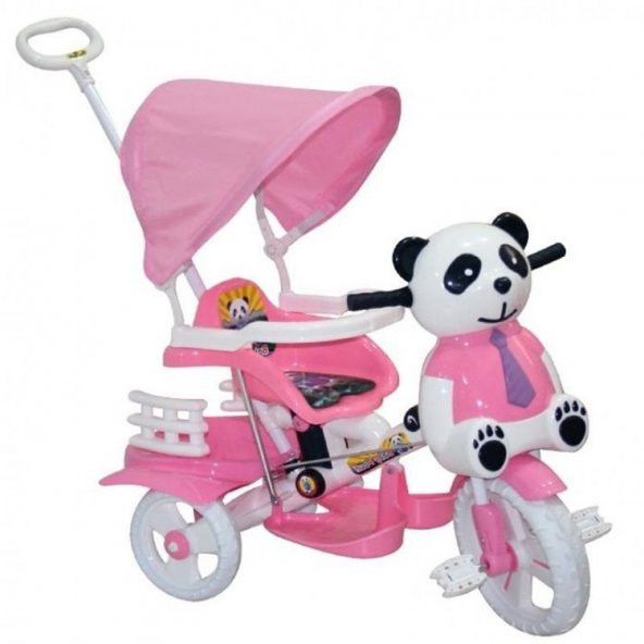 Dilaver Baby Poufy Panda ebeveyn kontrollü üç teker çocuk bisikleti gezi tenteli bisikleti