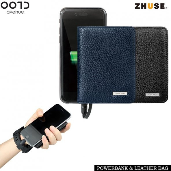 Zhuse 4000 mAh Deri Cüzdan Powerbank Şarj Cihazı Leather Case