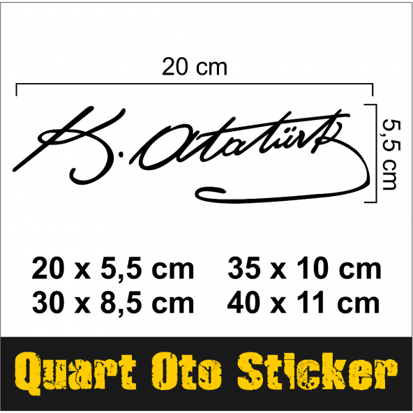 ( 2 Adet )Atatürk İmza Sticker Araba, Oto, Araç Sticker