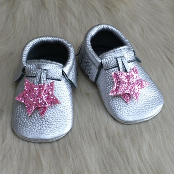 Yıldız Makosen Tabanlı Bebek Ayakkabı Gümüş CV-460
