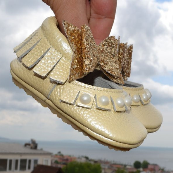 Çıt Çıtlı Balerin Makosen Tabanlı Bebek Ayakkabı Sarı CV-473