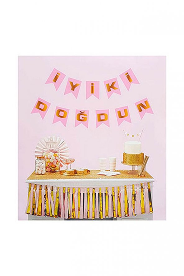 İyi ki Doğdun Bayrak Afiş Pembe 1 Adet