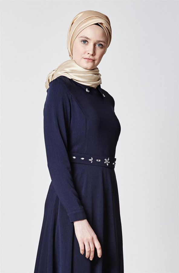 Nihan Abiye Elbise-Lacivert Z1133-08