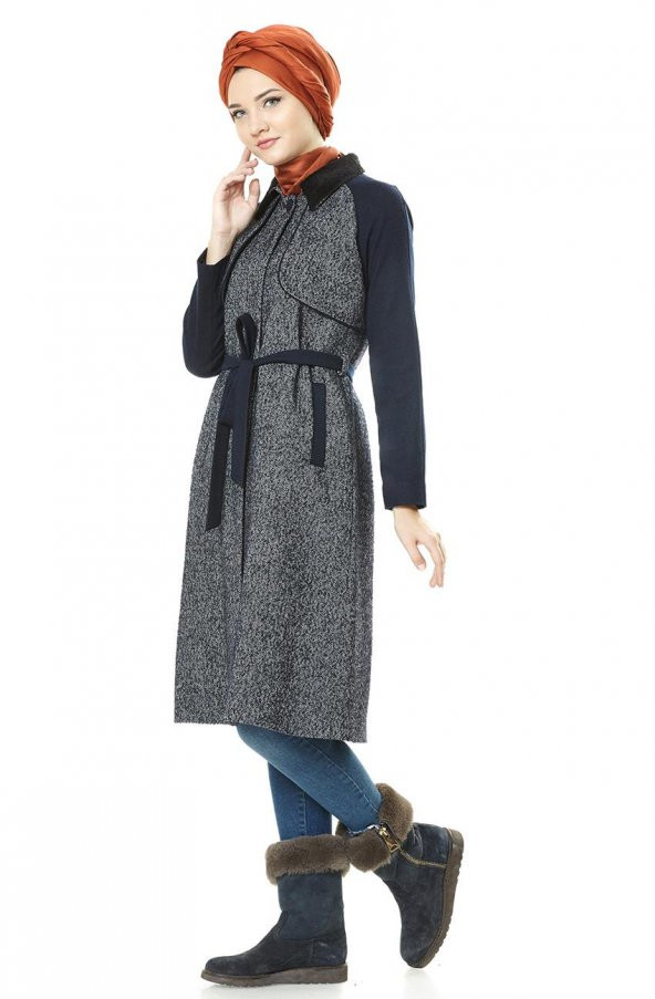 Tuğba Kaşe Kaban-Lacivert J7084-08 - 2