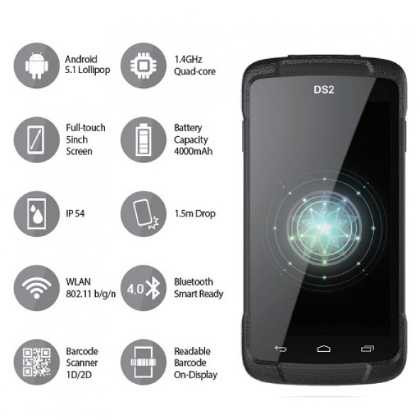 DSIC 5 DS2 QC 1.4ghz Wlan Android 5.1 PDA El Terminali