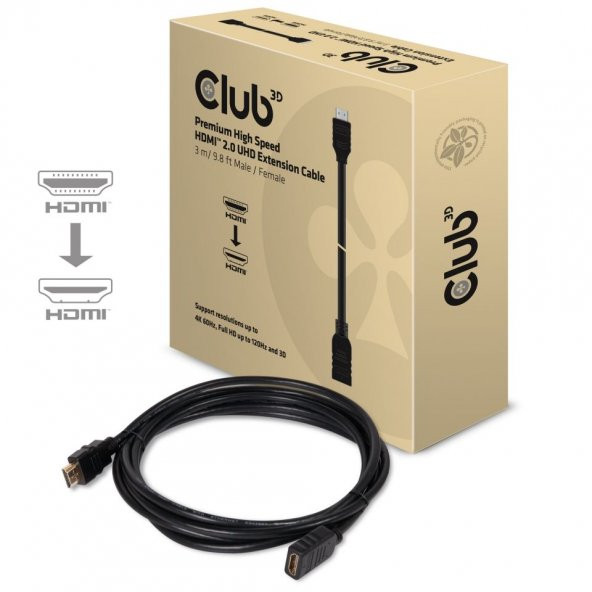 CLUB3D CLUB3D 3M HDMI 2.0 UHD Erkek-Dişi Çevirici Kablo CAC-1321