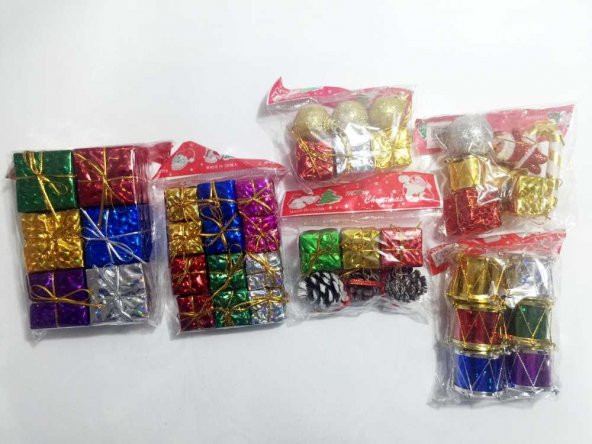 Mini Renkli Kozalak Top 42 Parça Yılbaşı Çam Ağacı Süsü Süsleri
