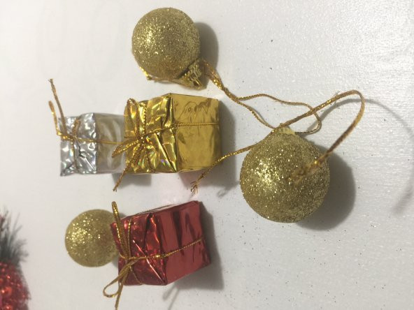 Yılbaşı Çam Ağacı Ağaç için 6 Parça Yaldız Küçük Süs Süsü Süsleri