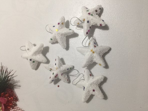 Yılbaşı Ağacı Ağaç İçin Karlı Beyaz Yıldız Süs Süsü Süsleri