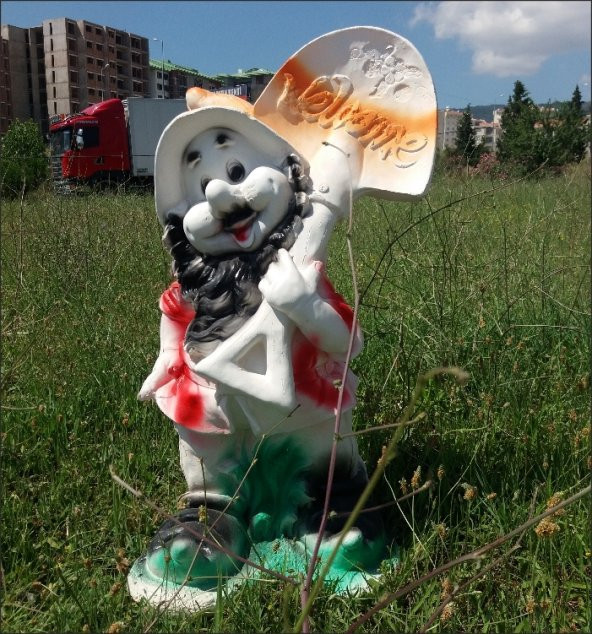 Welcome Kürekli Cüce İç Dış mekan 70cm Bahçe Kapı Yol Yanı Heykel - Resim 2