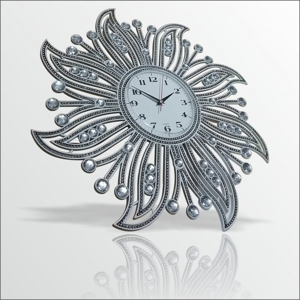 Fas Osmanlı Çiçek Motif Desenli Akrilik Çok Taşlı Duvar Saati
