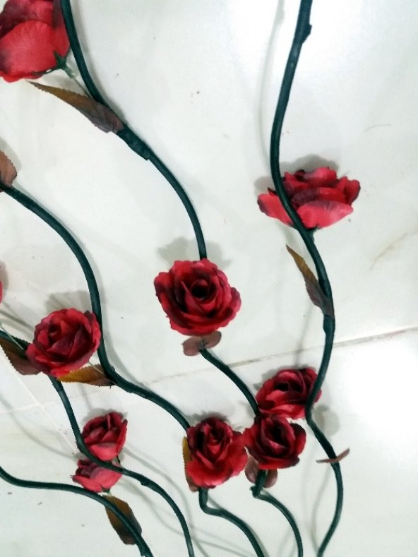 5 Adet 160cm Kırmızı 15 Çiçekli 5 Tomurcuklu Siyah Uzun Dal - 3