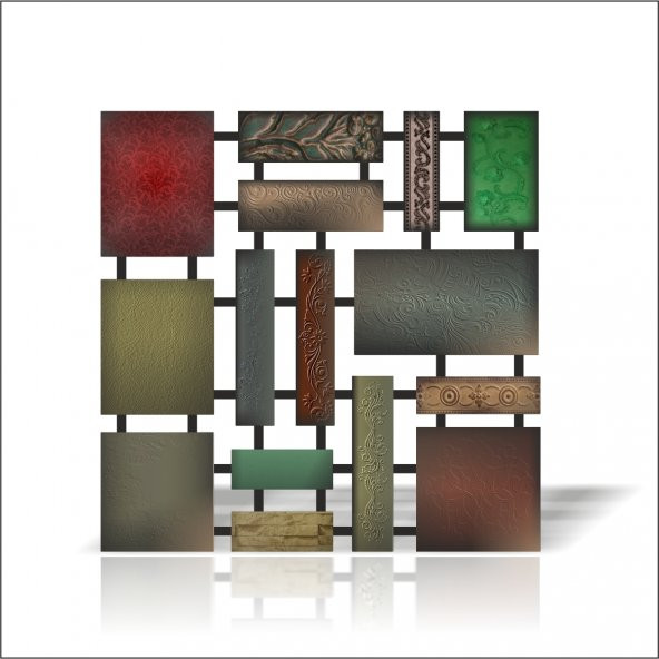 Büyük Geometrik Kalın Renkli İşlemeli Desenli Duvar Tablos Panosu