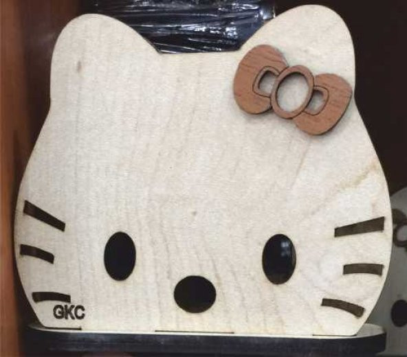 Restoran Lokanta Sevimli Kedili Ahşap Peçetelik Kağıt Mendillik