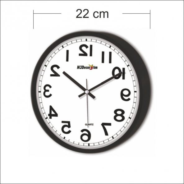 Siyah Çerçeve Ters Çalışan 22cm Aynadan Okunan Kalın Duvar Saati - 2
