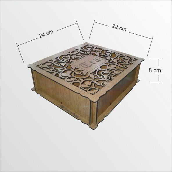 Kahverengi Ahşap Mistik İşlemeli Kapaklı Poşet Çay Kahve Kutusu - 3